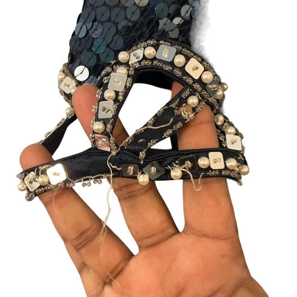 Lime Nite Women's Navy Sequin Dress Size 10 - Picture 5 of 9